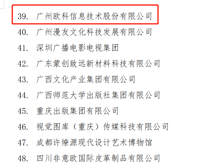 广州欧科上榜”全国版权示范单位“2